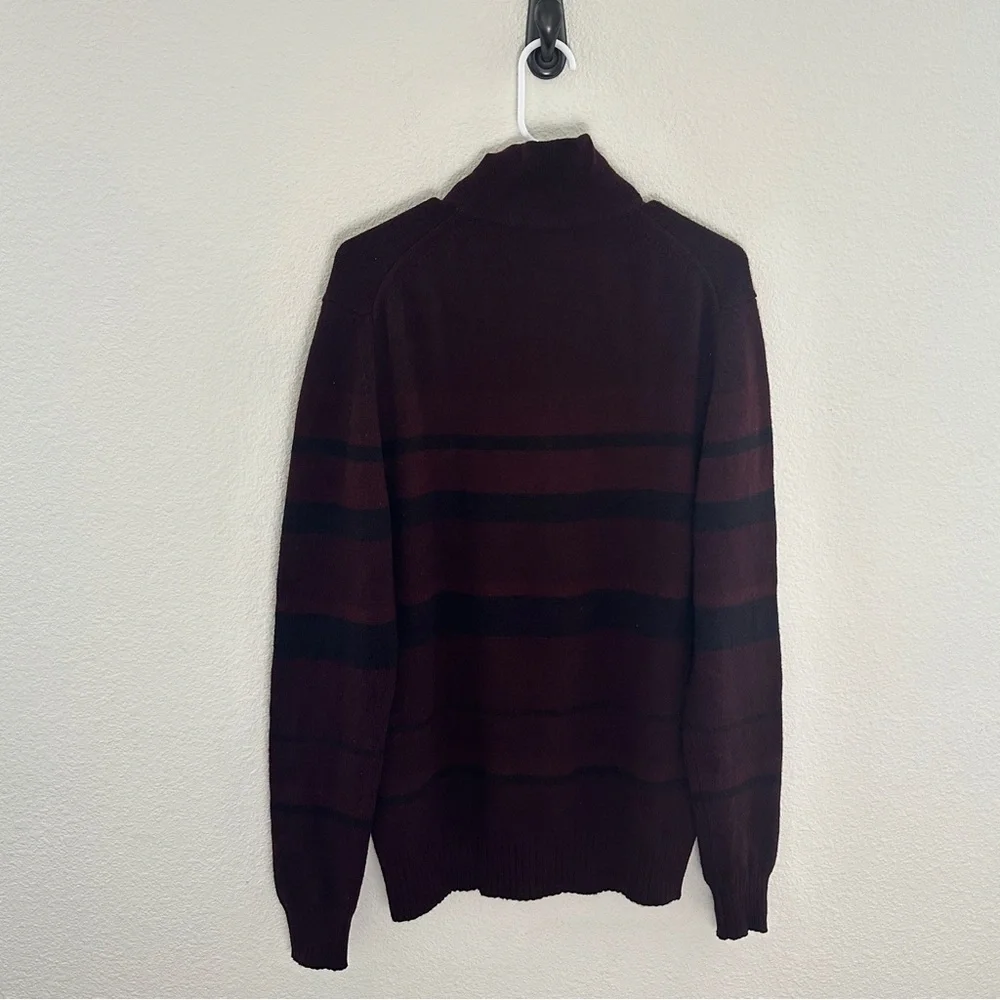 Banana Republic Striped Quarter Zip Sweater -‎ Cozy Winter Preppy - L
